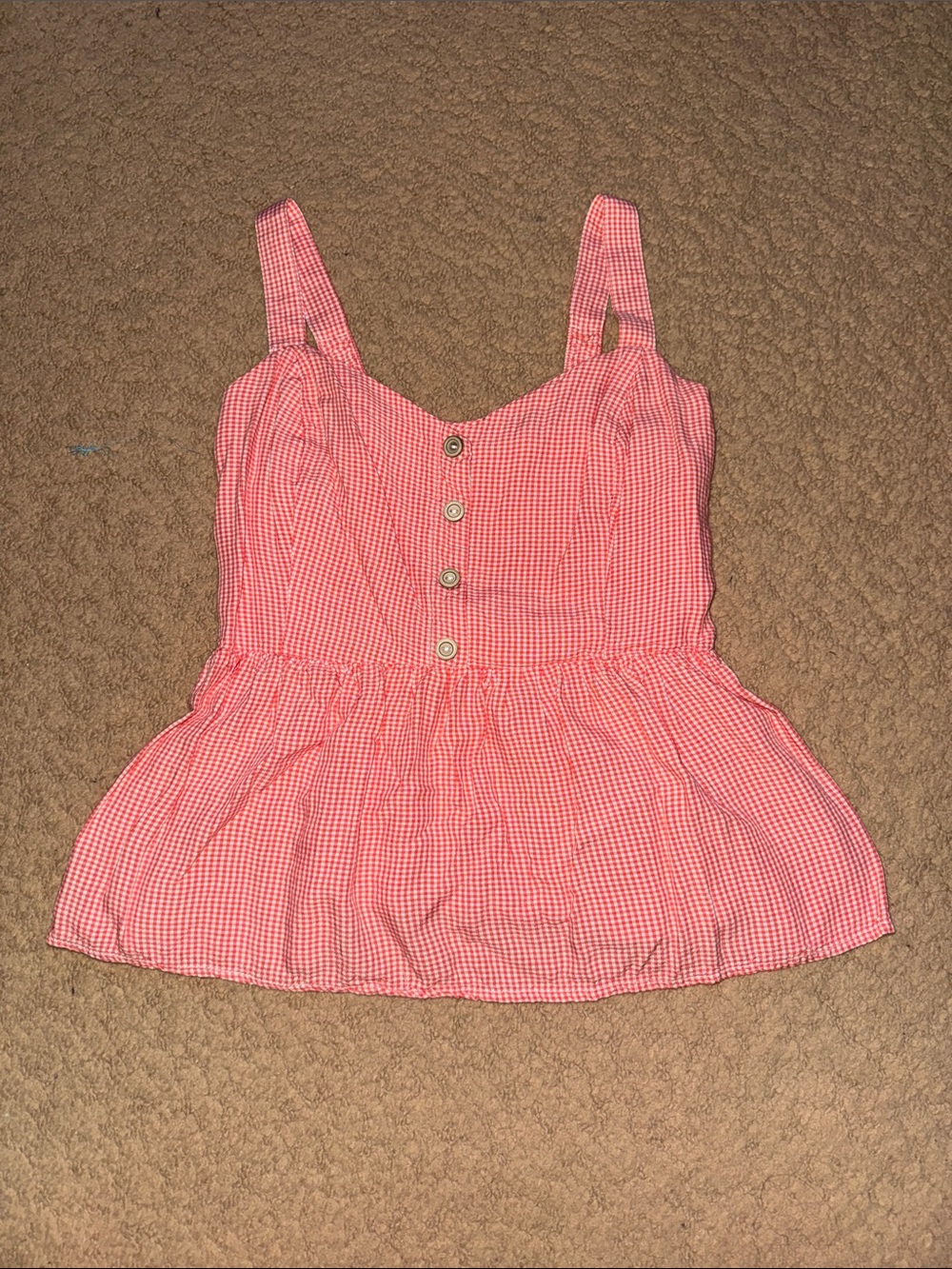 Japna Red Gingham Peplum Tank